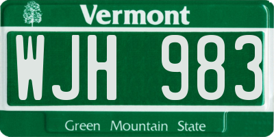 VT license plate WJH983