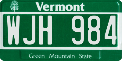 VT license plate WJH984