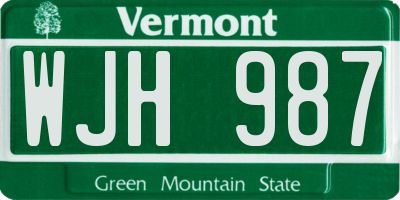 VT license plate WJH987