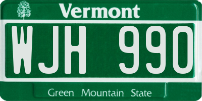 VT license plate WJH990