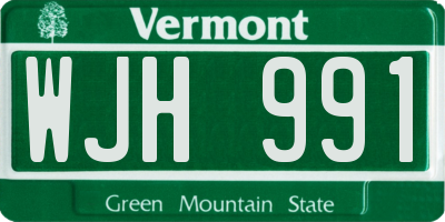 VT license plate WJH991