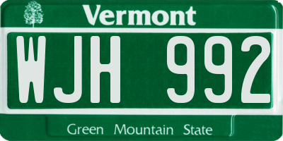 VT license plate WJH992