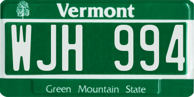 VT license plate WJH994
