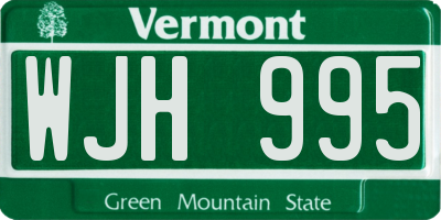 VT license plate WJH995