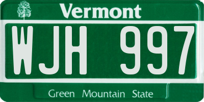 VT license plate WJH997