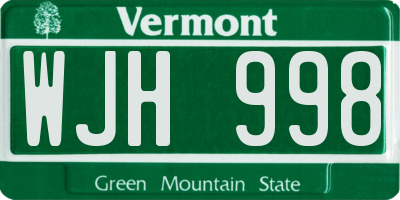 VT license plate WJH998