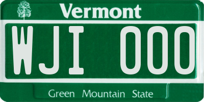 VT license plate WJI000