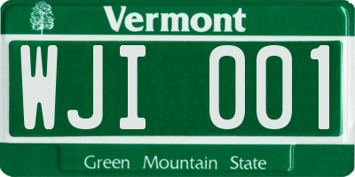 VT license plate WJI001