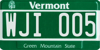 VT license plate WJI005