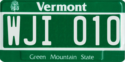 VT license plate WJI010