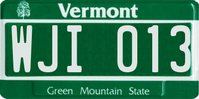 VT license plate WJI013