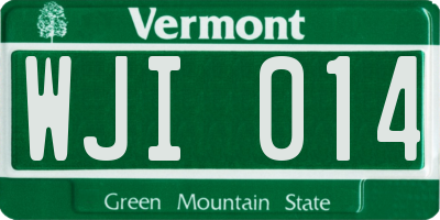 VT license plate WJI014