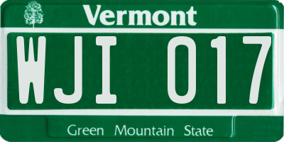 VT license plate WJI017