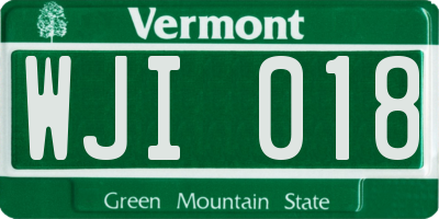VT license plate WJI018