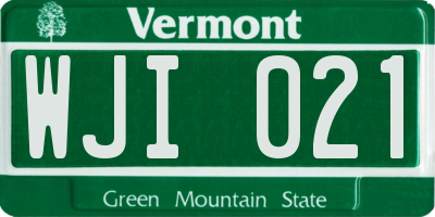 VT license plate WJI021