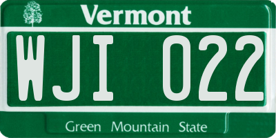 VT license plate WJI022