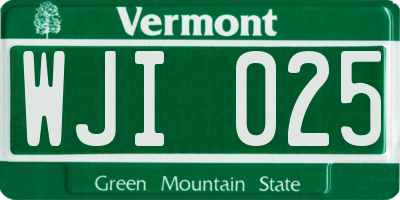 VT license plate WJI025