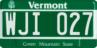 VT license plate WJI027