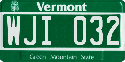 VT license plate WJI032