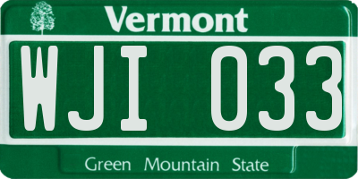 VT license plate WJI033