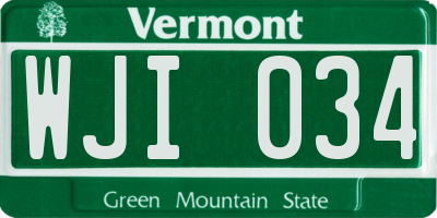 VT license plate WJI034