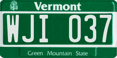 VT license plate WJI037