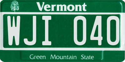 VT license plate WJI040