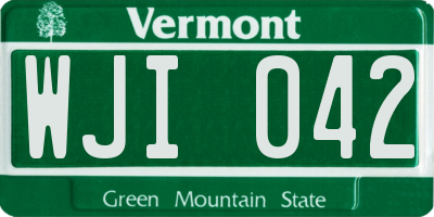VT license plate WJI042