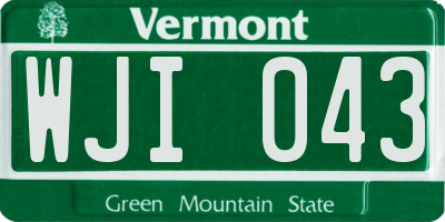 VT license plate WJI043