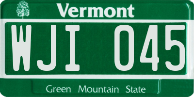 VT license plate WJI045