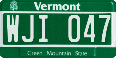 VT license plate WJI047