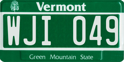 VT license plate WJI049