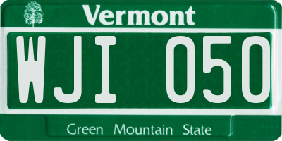 VT license plate WJI050