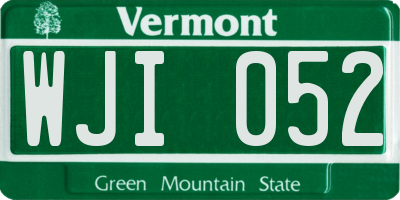 VT license plate WJI052