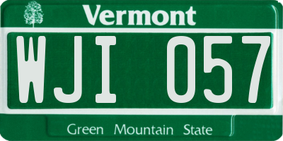 VT license plate WJI057