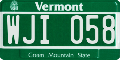 VT license plate WJI058