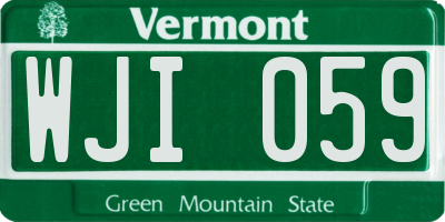 VT license plate WJI059