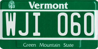 VT license plate WJI060