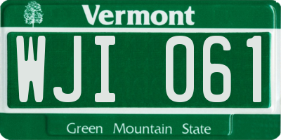 VT license plate WJI061