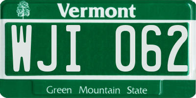 VT license plate WJI062