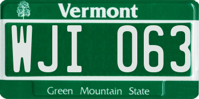 VT license plate WJI063