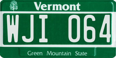 VT license plate WJI064