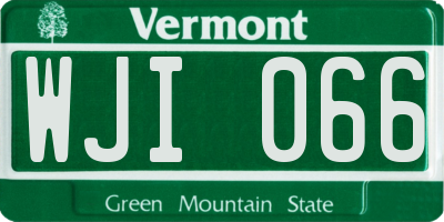 VT license plate WJI066