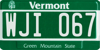 VT license plate WJI067