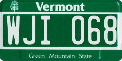 VT license plate WJI068