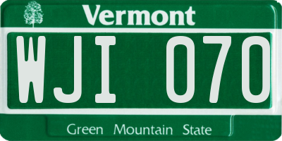 VT license plate WJI070