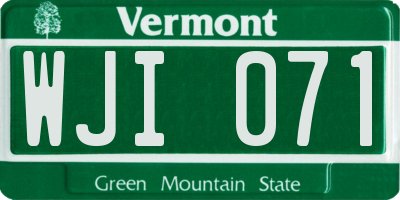 VT license plate WJI071