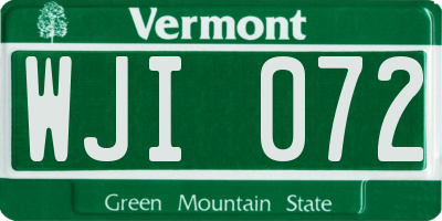 VT license plate WJI072