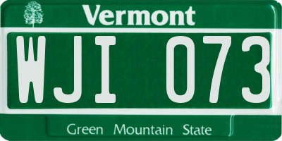 VT license plate WJI073