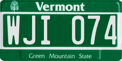 VT license plate WJI074